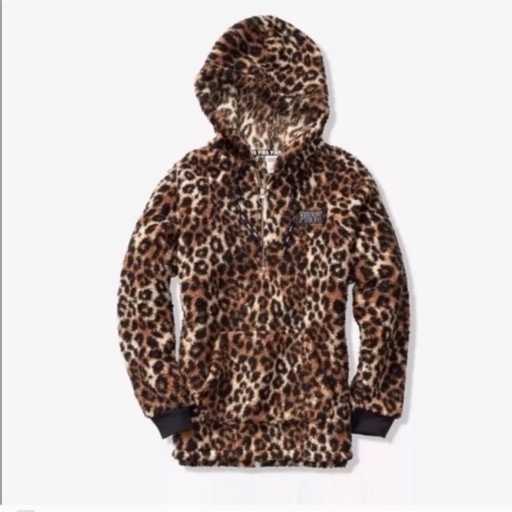 🆕 VS Pink Leopard Sherpa Hoodie